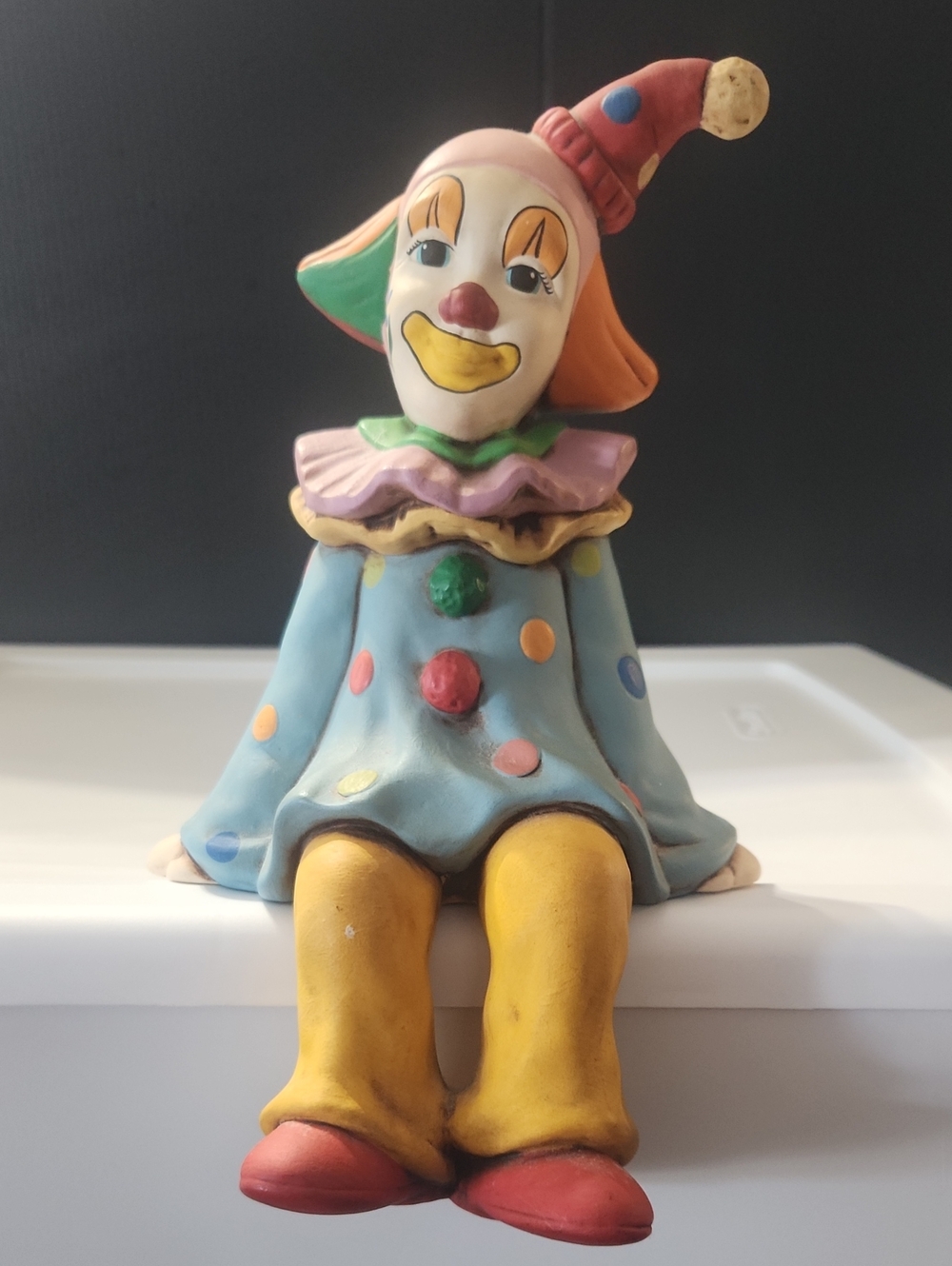 Colorful Clown Figurine Shelf Sitter - Blue & Yellow